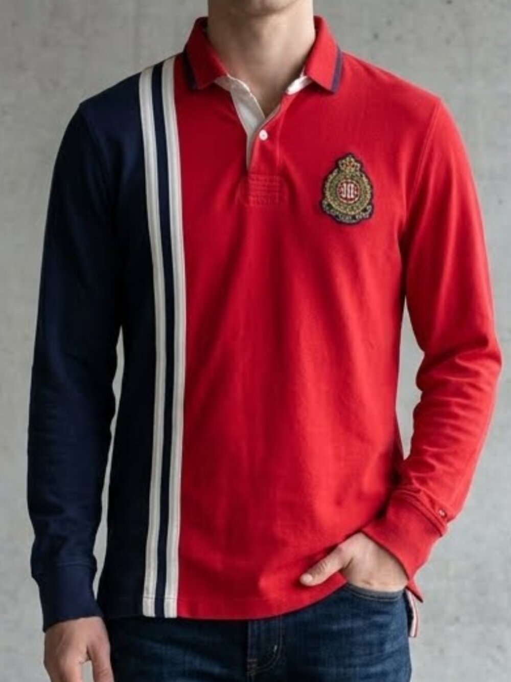 Tommy Hilfiger Vintage 1990's New York Long Sleeve Rugby Polo Shirt Men's XL